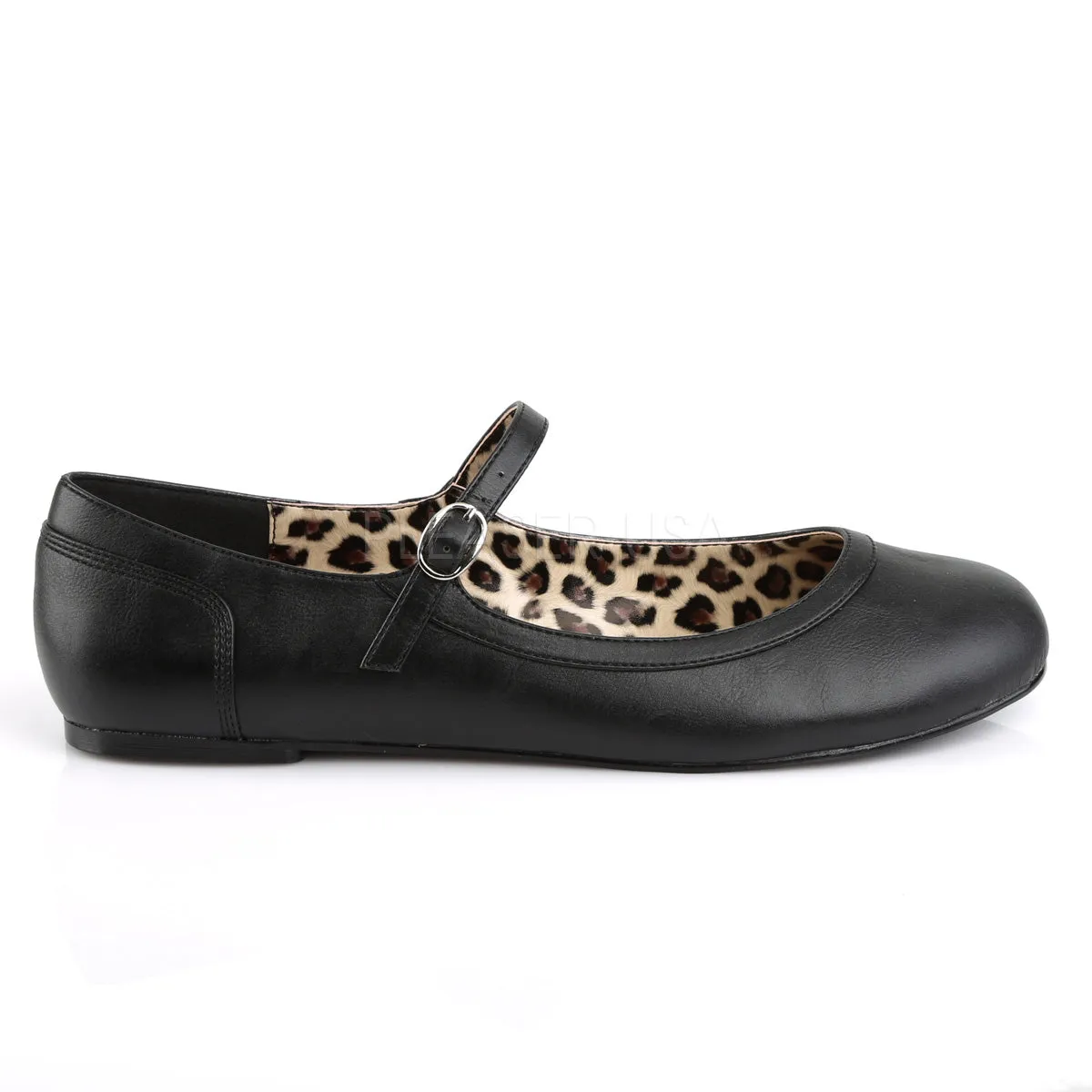 Anna Ballet Plus Size Cheetah Pattern Flats Black PU