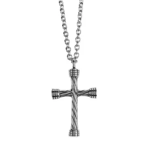 Antique Rope Cross Necklace 24Inch
