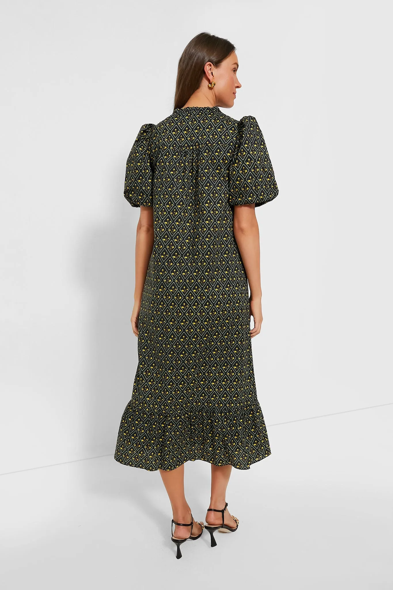Black Diamond Floral Mimi Midi Dress
