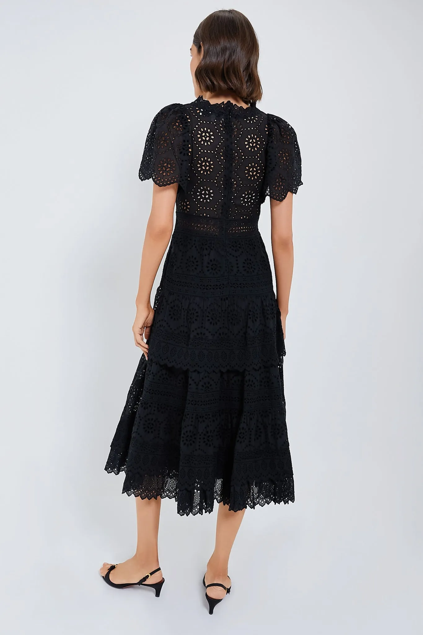 Black Lainey Embroidery Short Sleeve Dress
