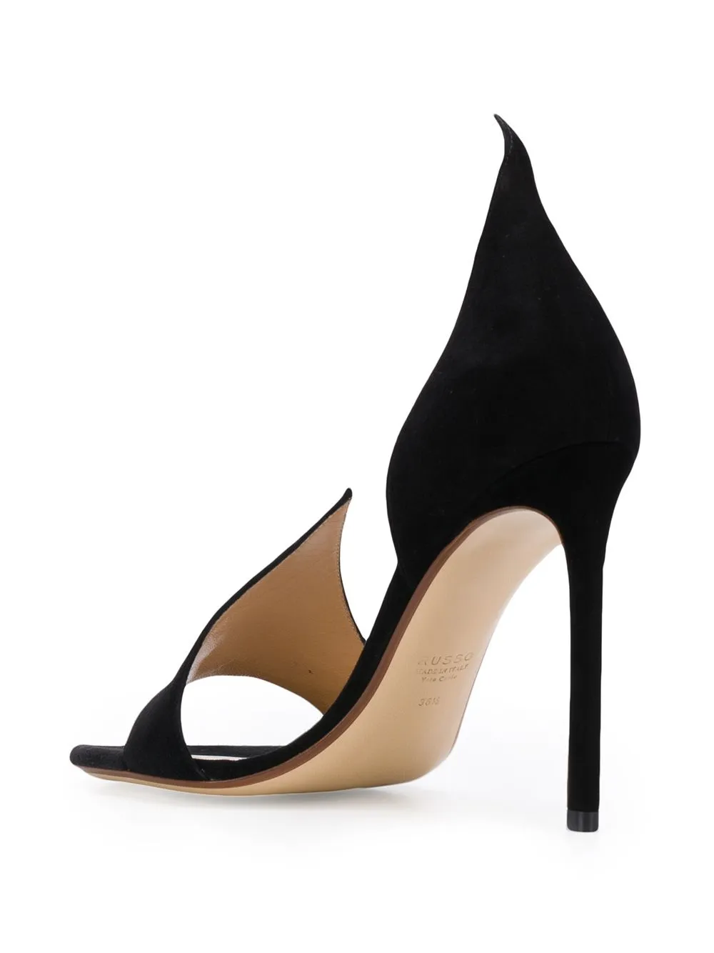 Black Suede Stiletto Slip-On Sandals