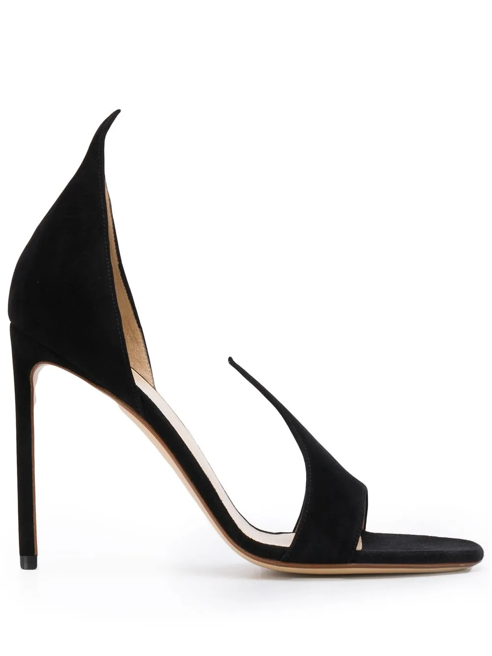 Black Suede Stiletto Slip-On Sandals