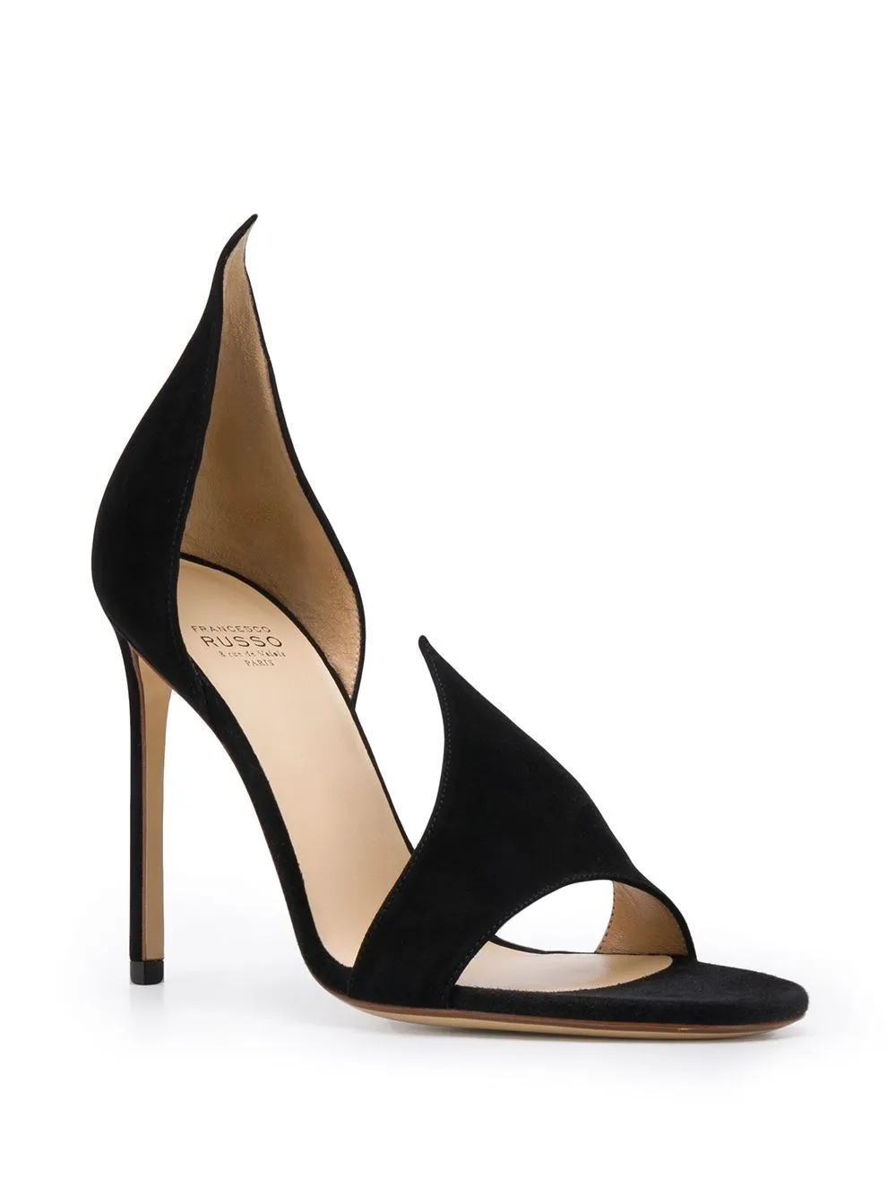 Black Suede Stiletto Slip-On Sandals