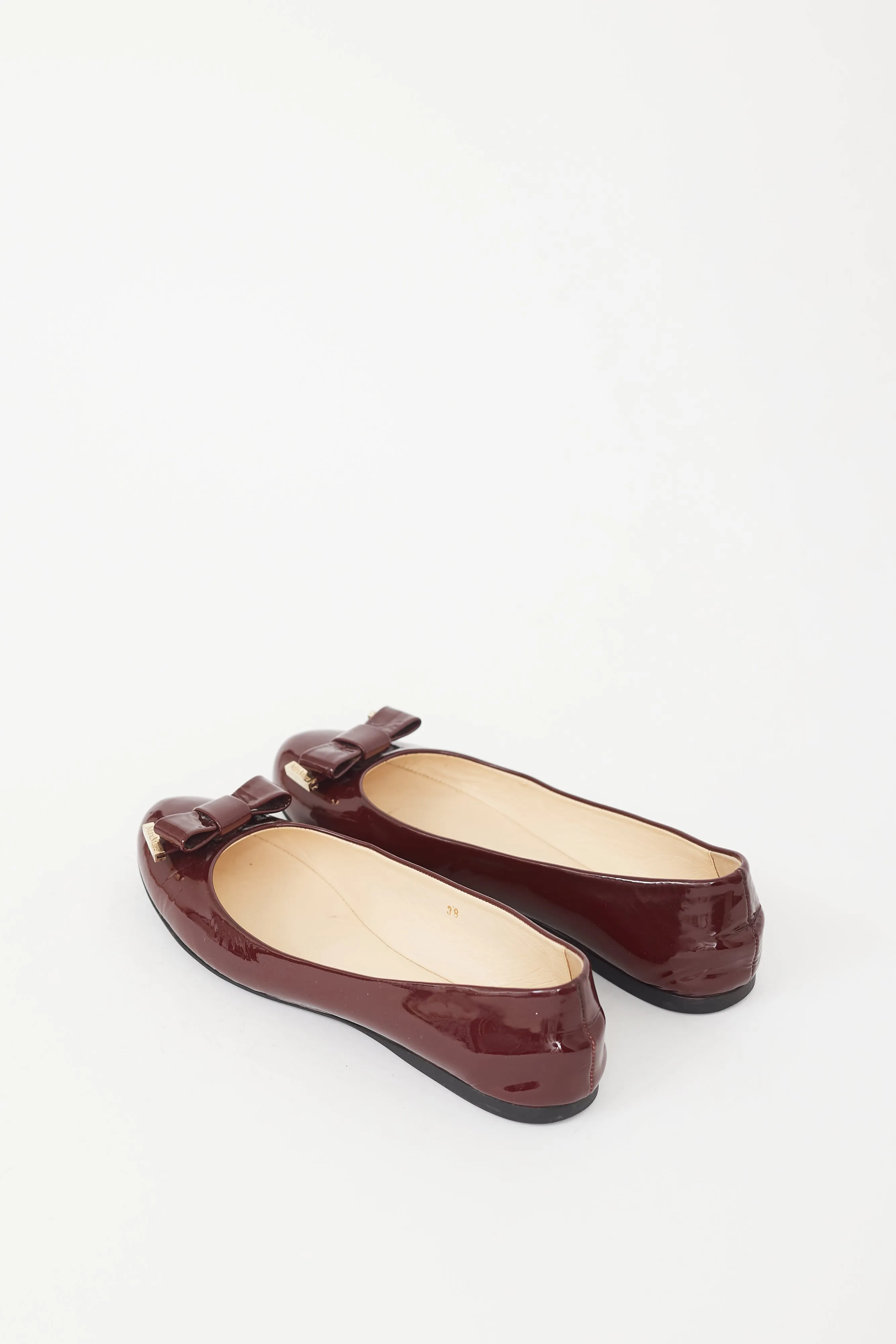 Burgundy Patent Leather Bow Ballet Flat