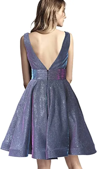 Burgundy Short Homecoming Dress A-line V Neck Graduation Dress Party Gown OKY50