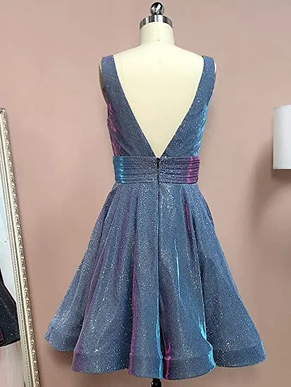 Burgundy Short Homecoming Dress A-line V Neck Graduation Dress Party Gown OKY50