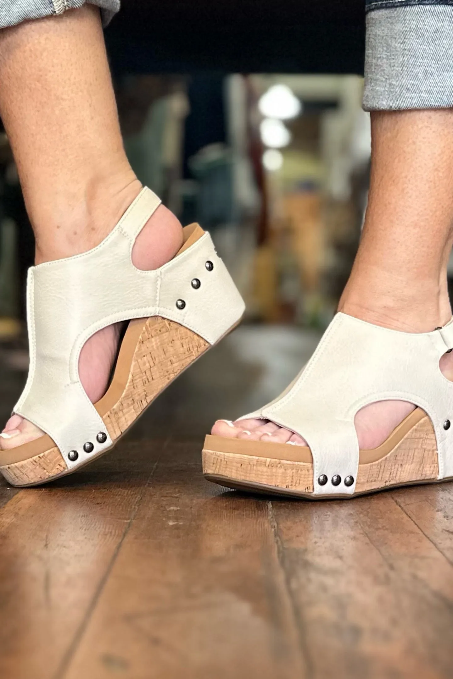 CARLEY By Corkys Cream Wedge
