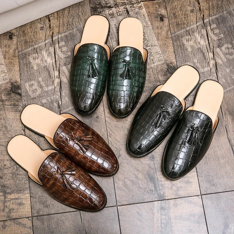 Chic CrocComfort Crocodile Pattern Slip-On Mules