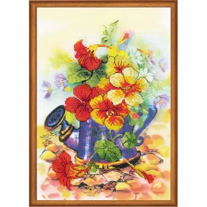 Cross Stitch Kit Garden Watering Can  21 X 30 cm