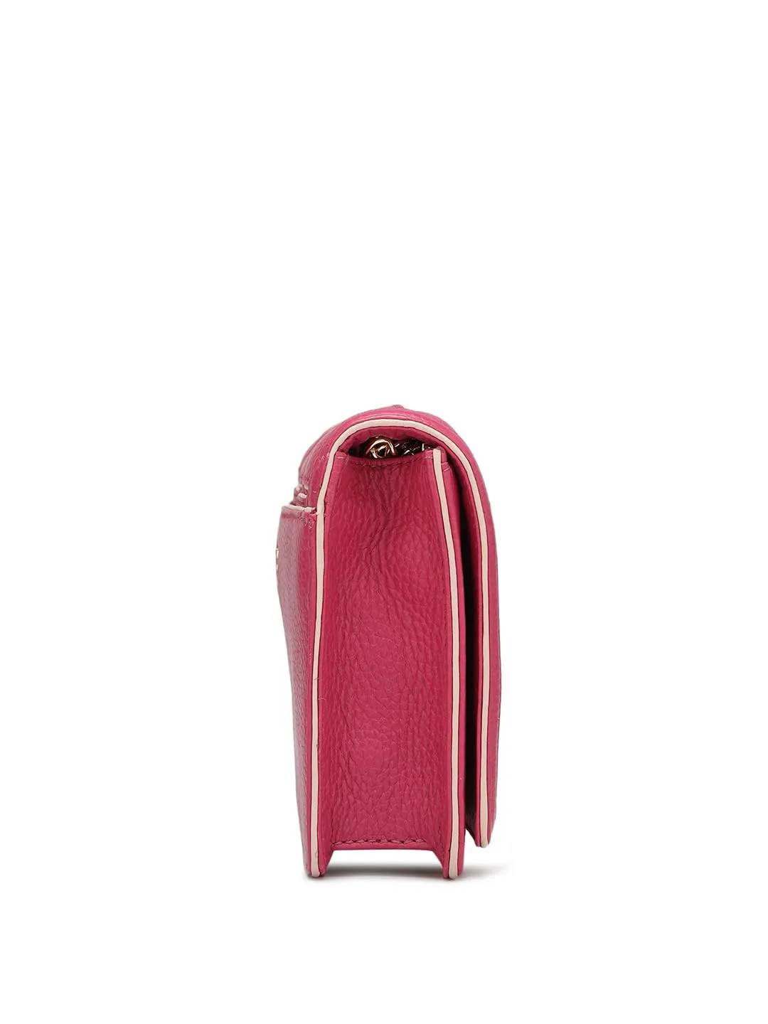 Da Milano Genuine Leather Pink Ladies Sling Bag (LSB-01096)