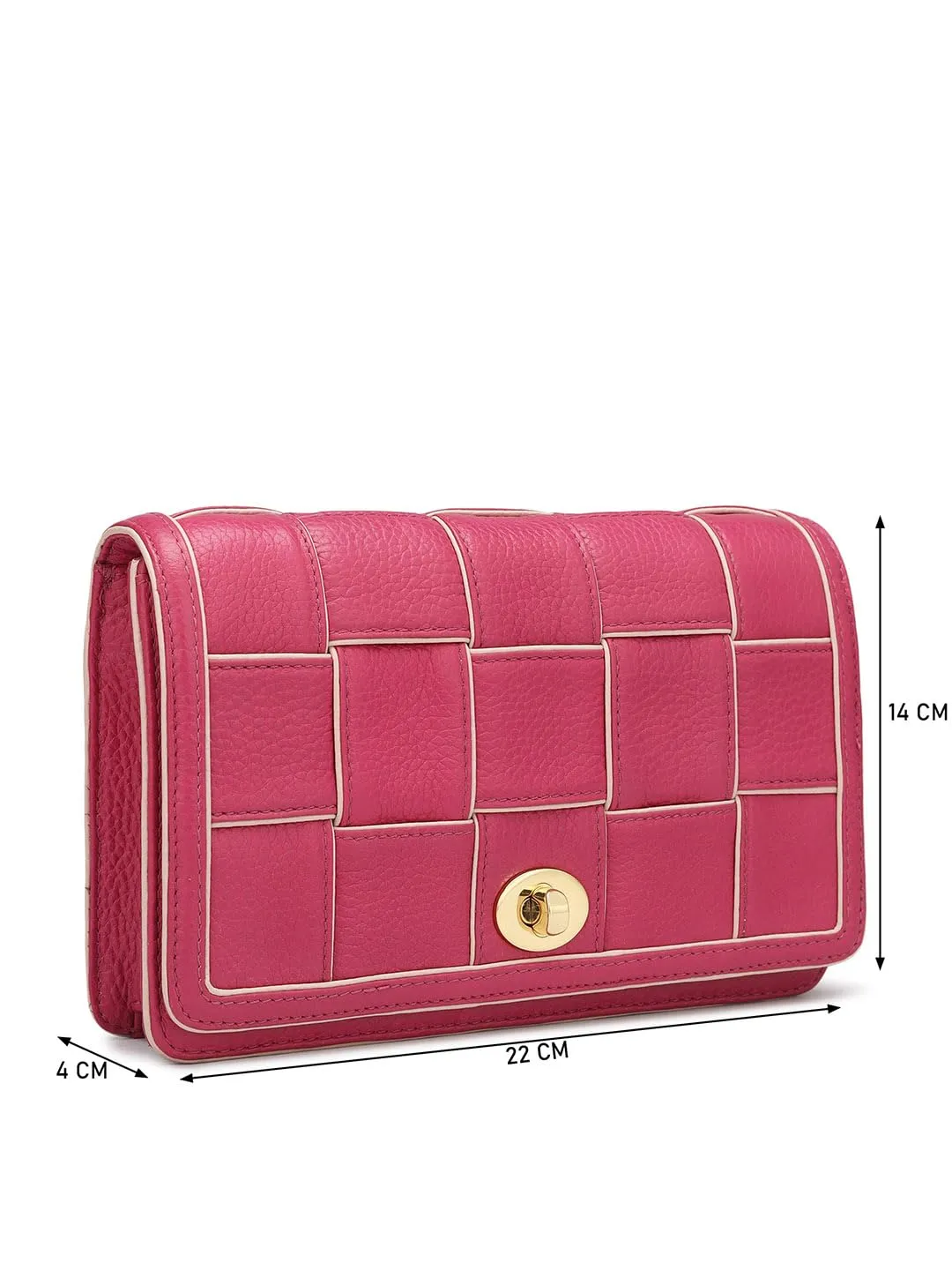 Da Milano Genuine Leather Pink Ladies Sling Bag (LSB-01096)