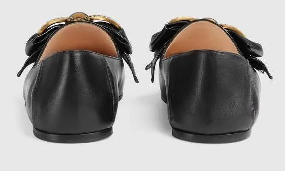 Embellished Leather Ballet Flat with Bow