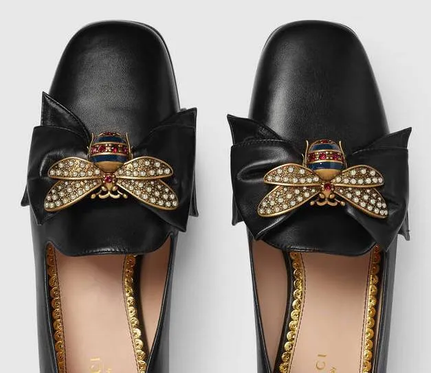 Embellished Leather Ballet Flat with Bow