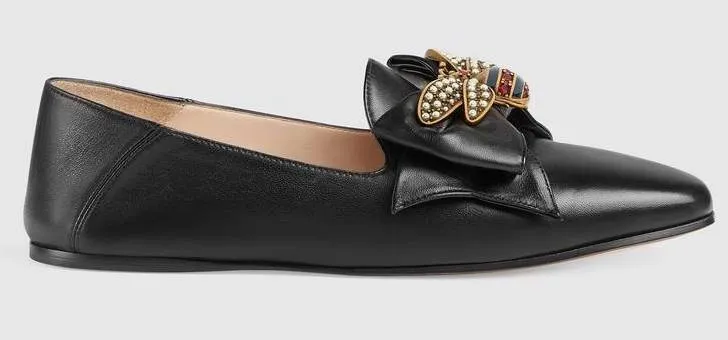 Embellished Leather Ballet Flat with Bow