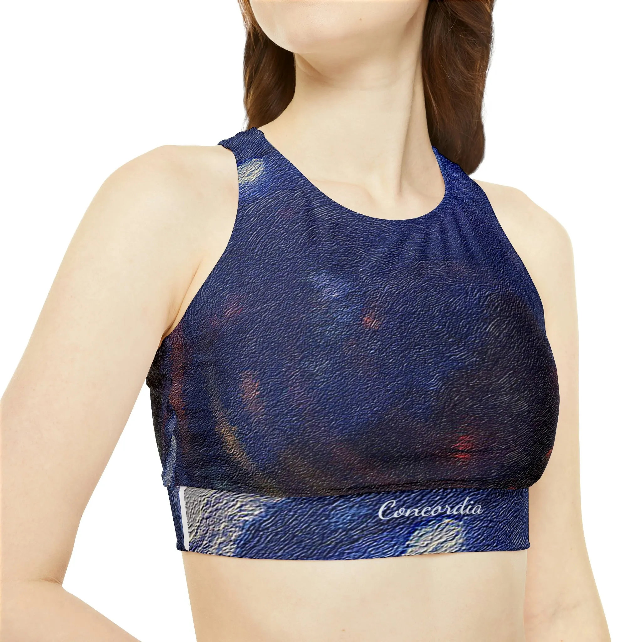 Embossed - High Neck Crop Bikini Top