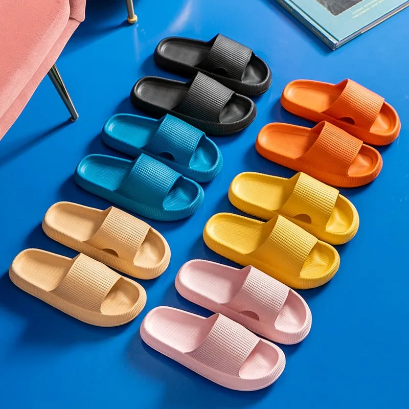 Hnzxzm Women Thick Platform Slippers Indoor Bathroom Slipper Soft Eva Anti-Slip Couples Home Floor Slides Ladies Summer Shoes