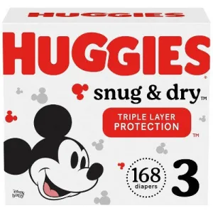 Huggies Snug & Dry Baby Disposable Diapers Huge Pack - Size 3 - 168ct