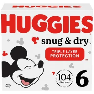 Huggies Snug & Dry Baby Disposable Diapers Huge Pack - Size 6 - 104ct