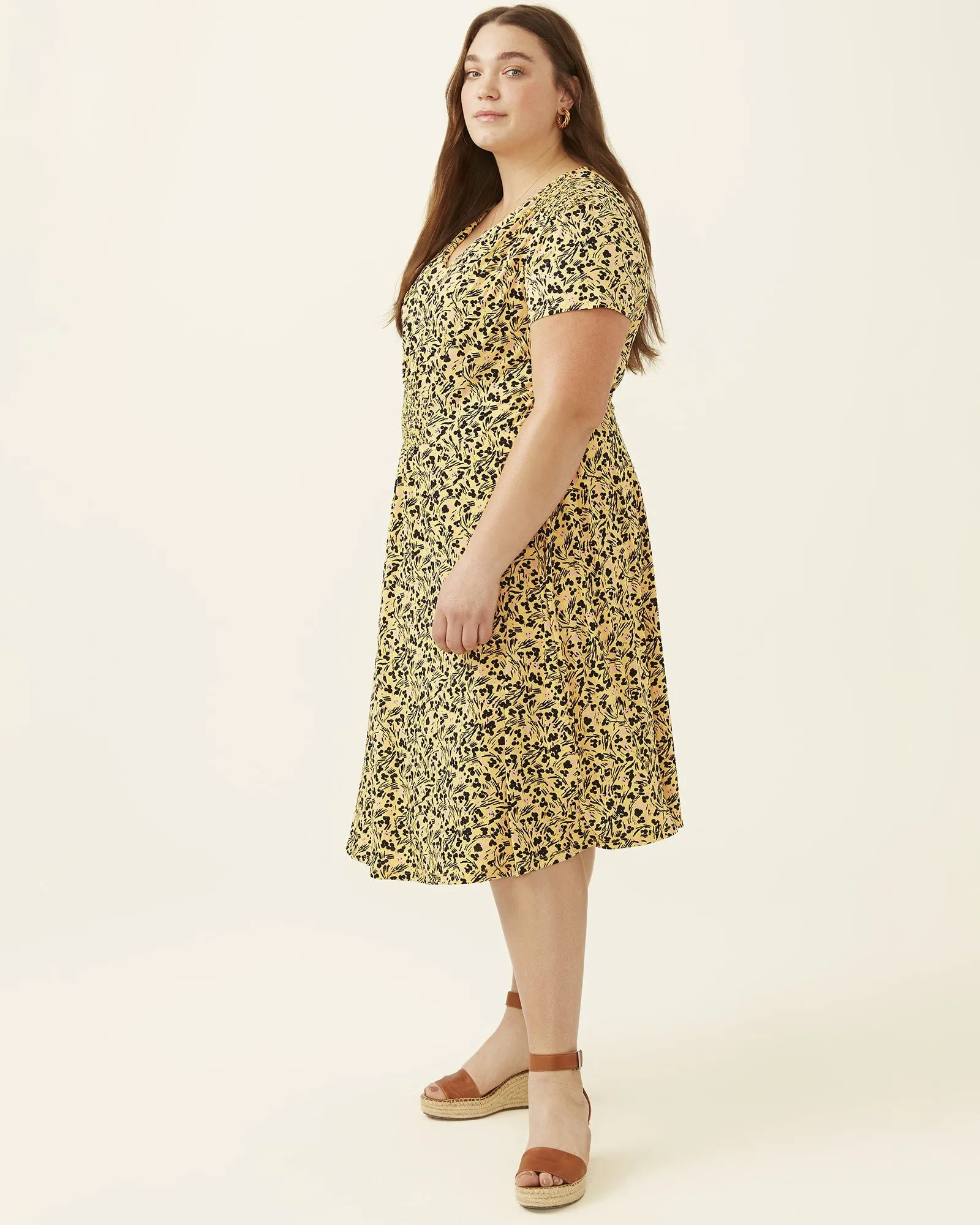 Julianne Smock Waist Midi Dress | Yellow