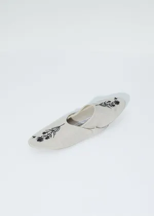 Linen Babouche Slippers — Natural x Black