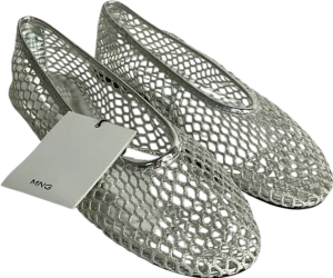 MANGO MNG Silver Mesh Ballet Flats UK 5