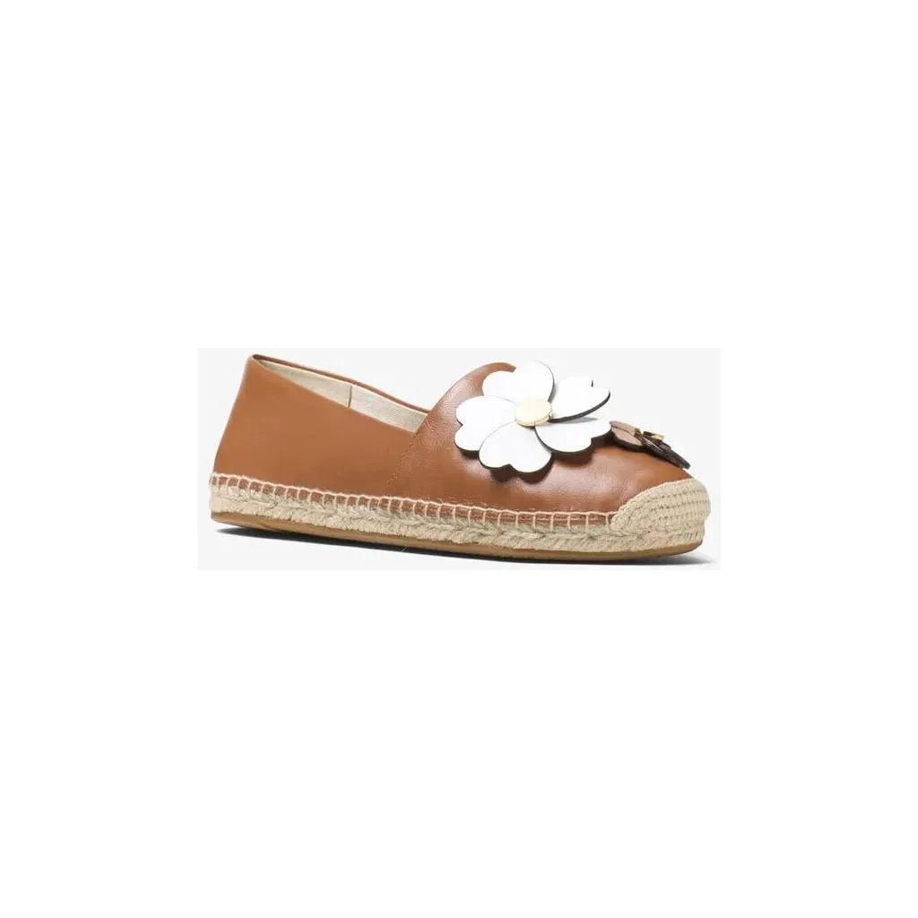 Michael Kors Kit Leather Espadrilles Brown with Flowers- Size 7