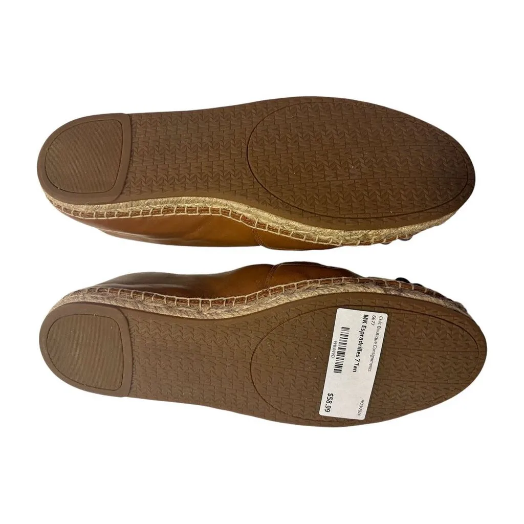 Michael Kors Kit Leather Espadrilles Brown with Flowers- Size 7