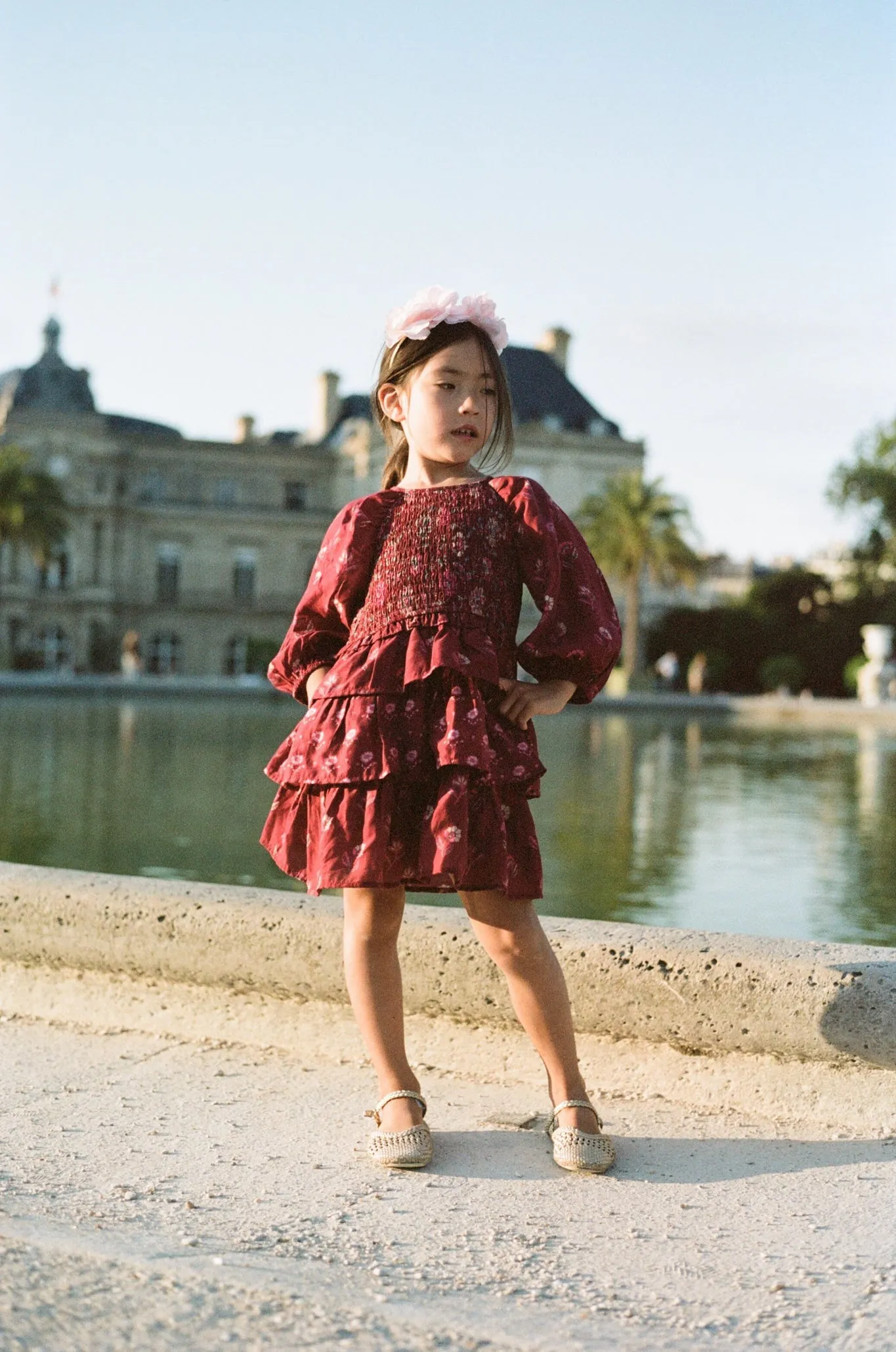 Multi Famke Print Longlseeve Smocked Dress