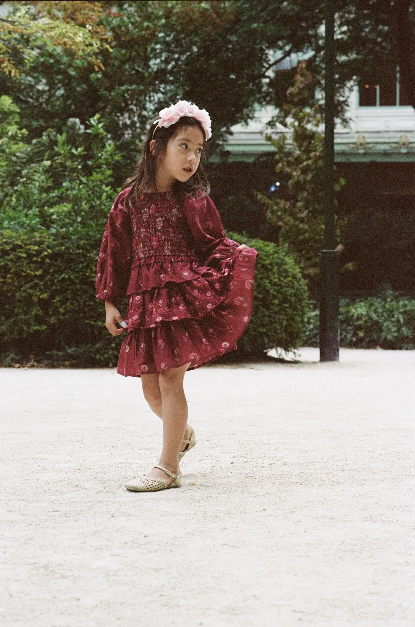 Multi Famke Print Longlseeve Smocked Dress