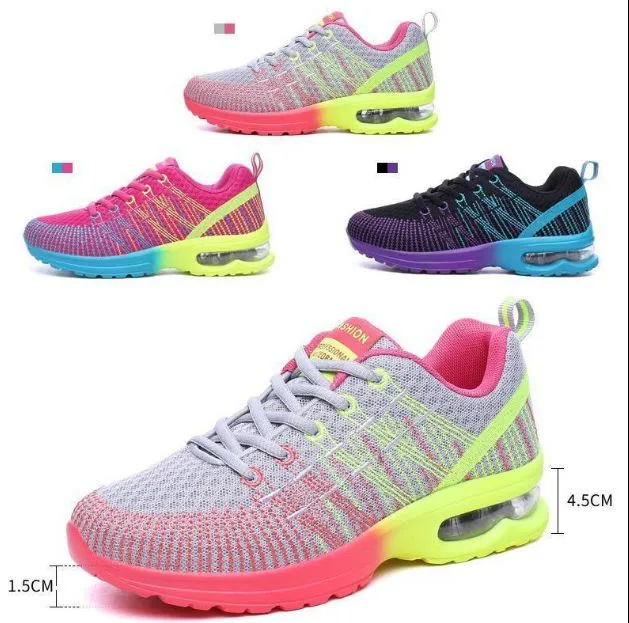 Multicolor breathable athletic sports shoes for women