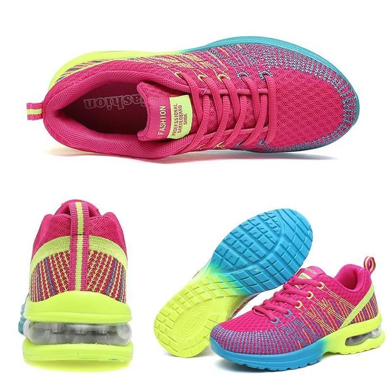 Multicolor breathable athletic sports shoes for women