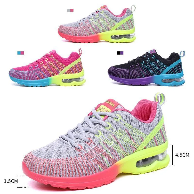 Multicolor breathable athletic sports shoes for women