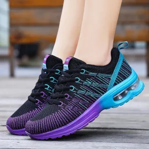 Multicolor breathable athletic sports shoes for women