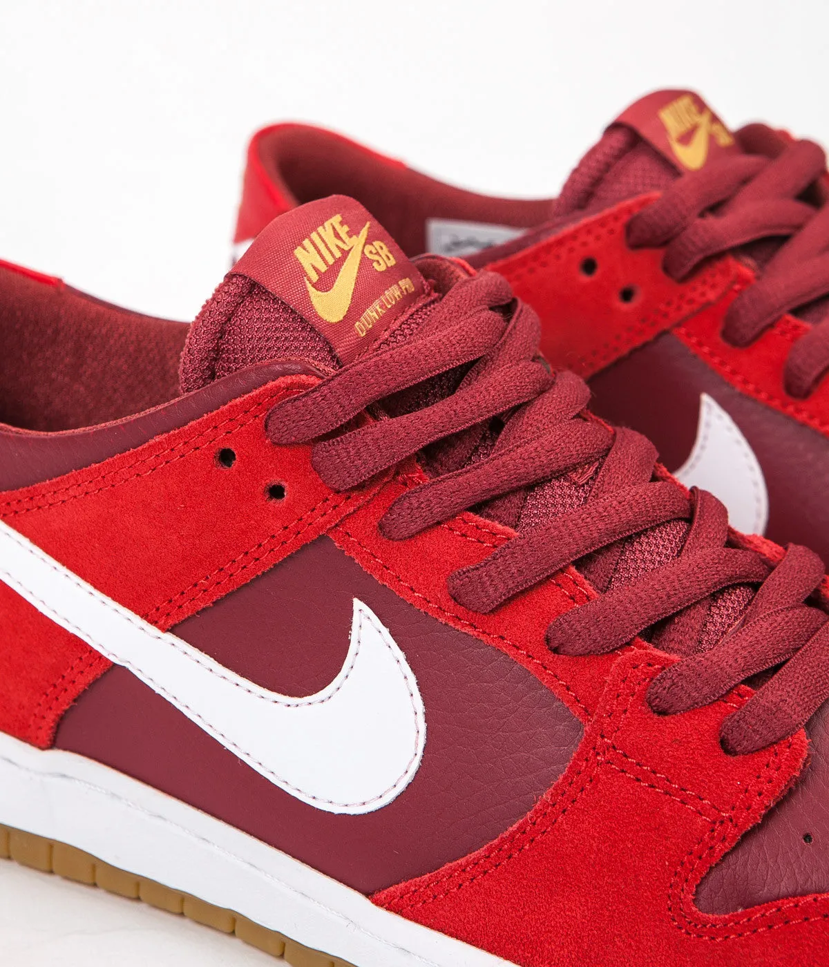Nike SB Dunk Low Pro Shoes - Track Red / White - Cedar - Gum Light Brown