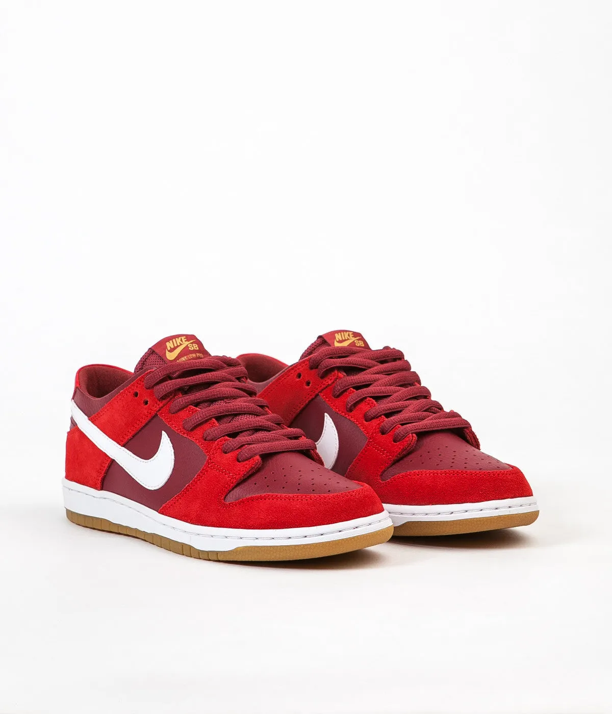 Nike SB Dunk Low Pro Shoes - Track Red / White - Cedar - Gum Light Brown