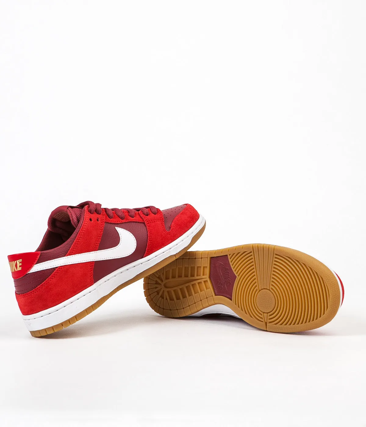 Nike SB Dunk Low Pro Shoes - Track Red / White - Cedar - Gum Light Brown