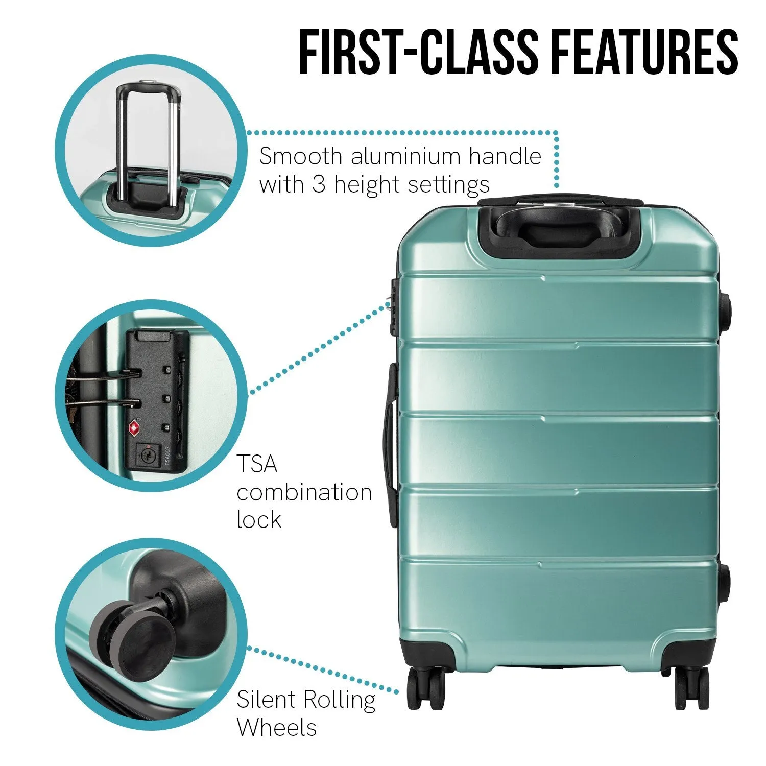 Olympus Artemis 24" Hard Shell Suitcase ABS PC (Electric Teal)