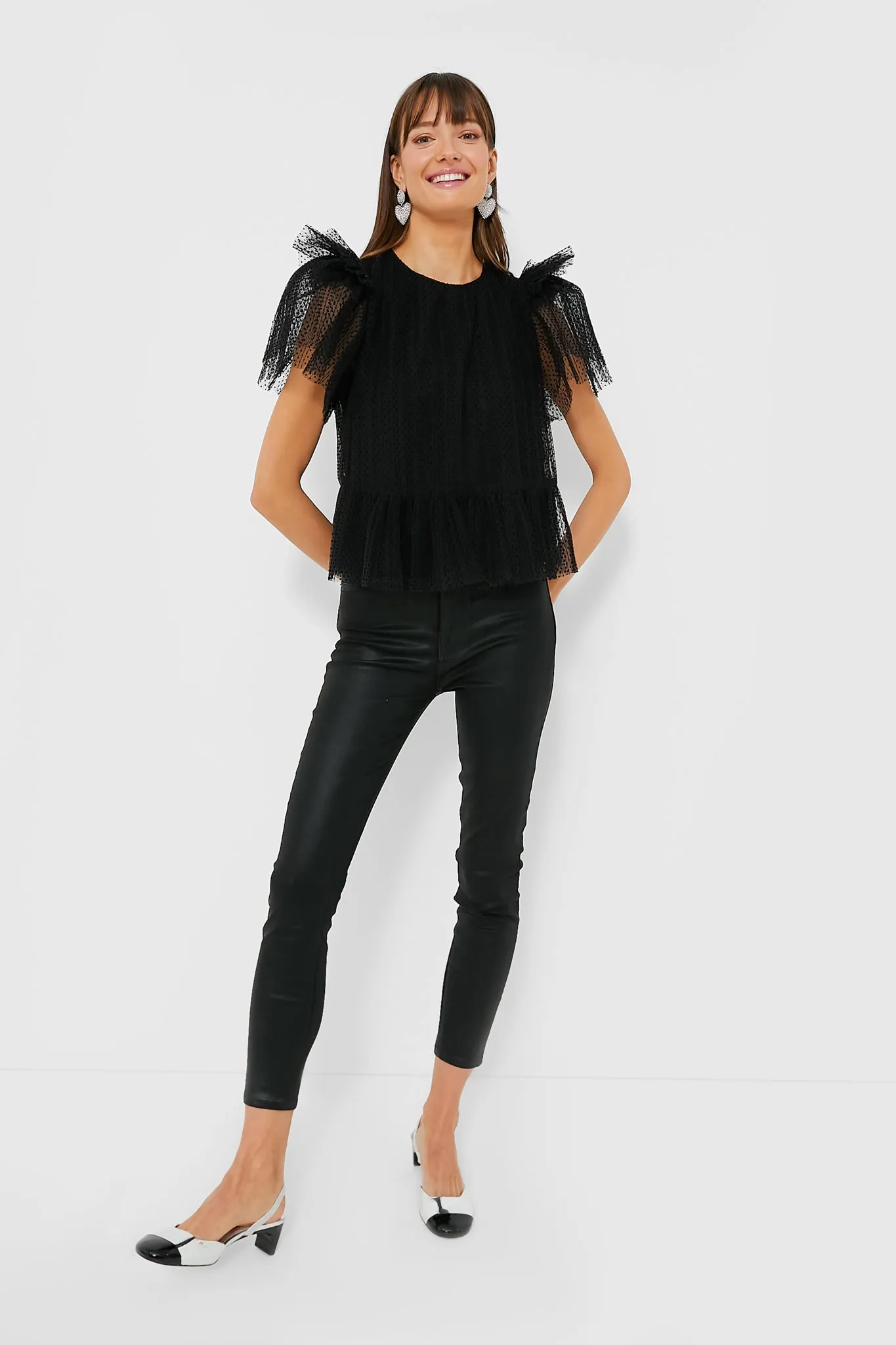 Onyx Flocked Tulle Heather Top