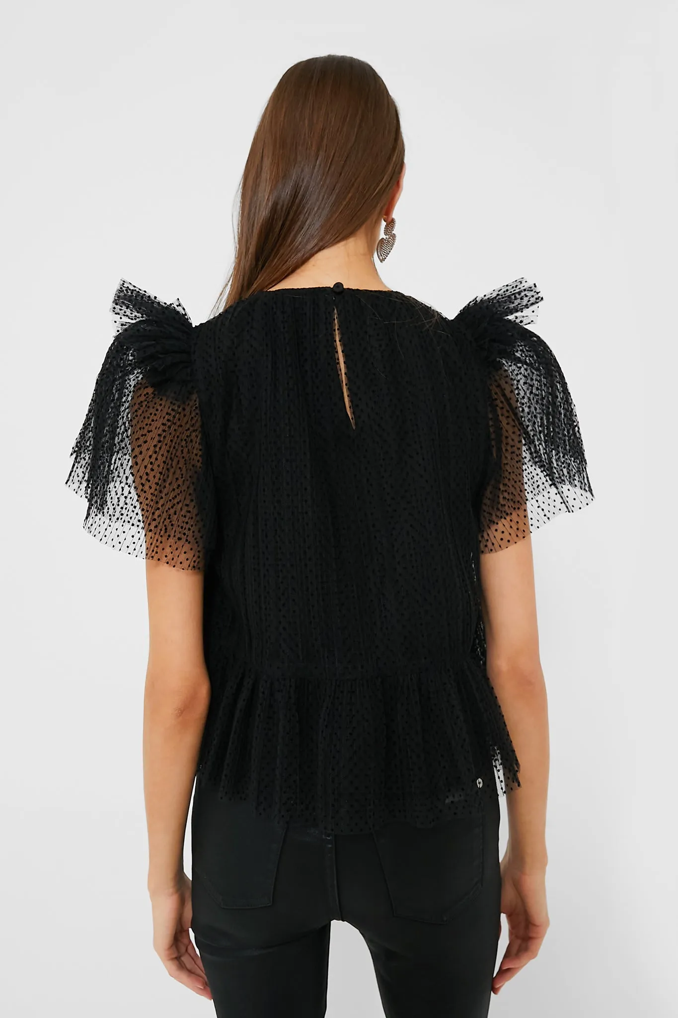Onyx Flocked Tulle Heather Top