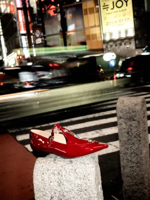 Pointed Toe Metal Pierce Mary Jane Flats