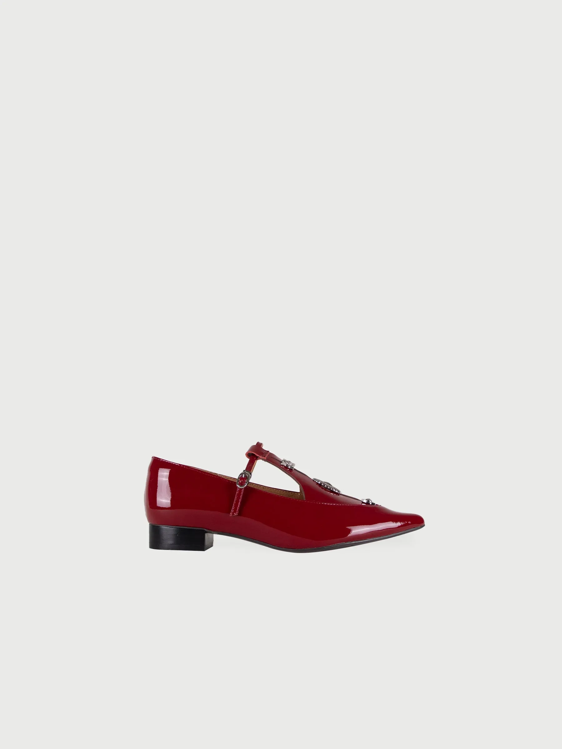 Pointed Toe Metal Pierce Mary Jane Flats