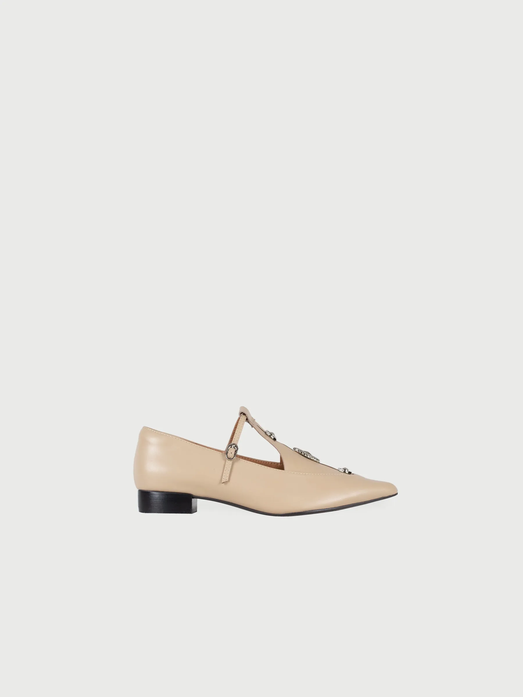Pointed Toe Metal Pierce Mary Jane Flats