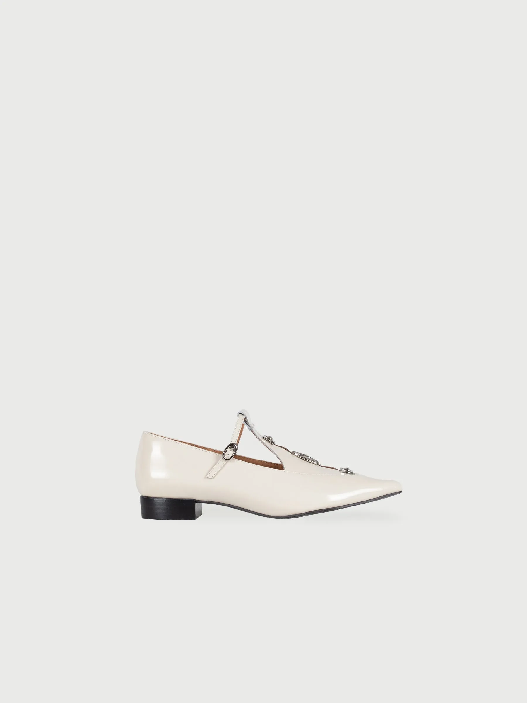 Pointed Toe Metal Pierce Mary Jane Flats