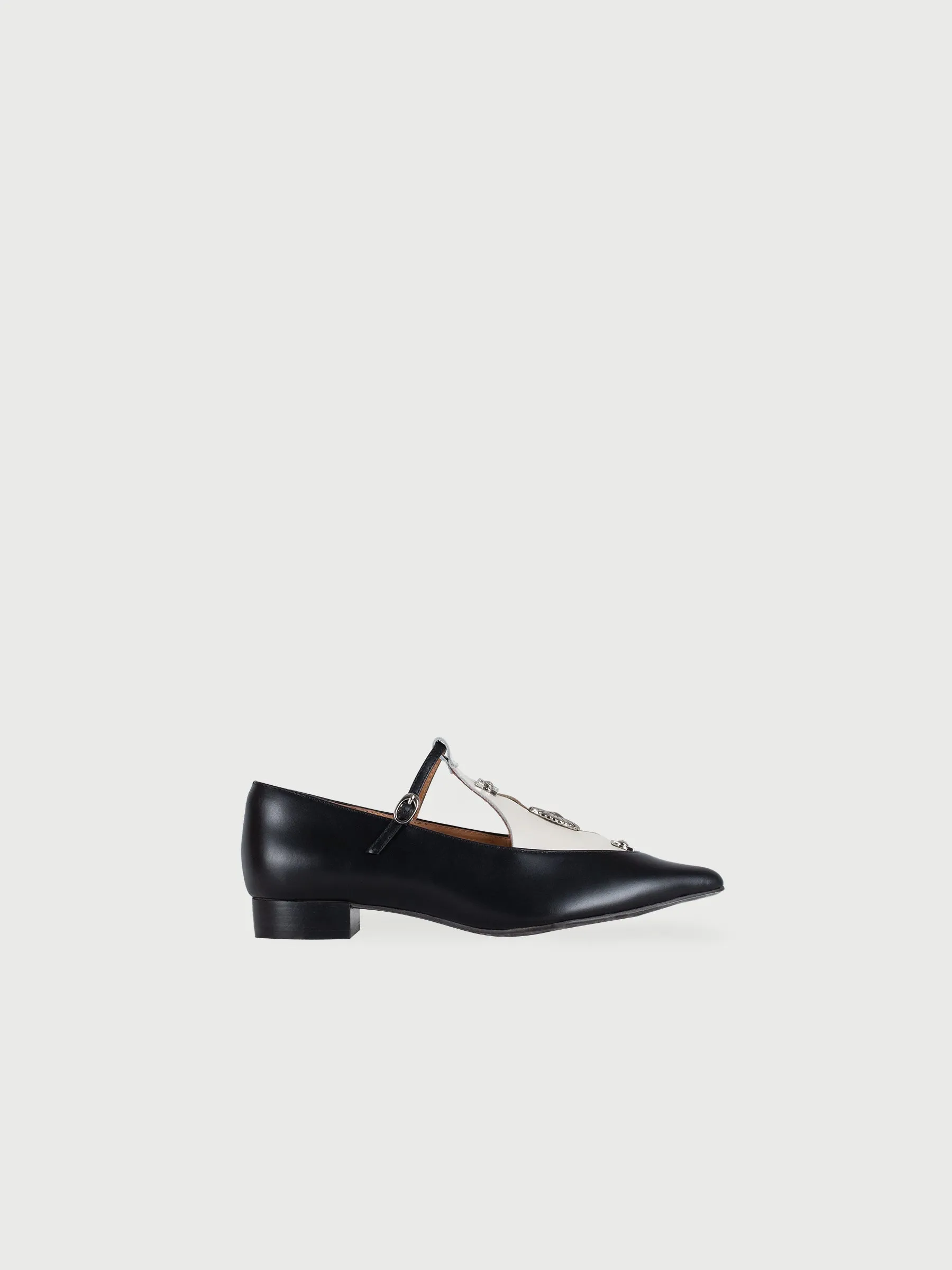 Pointed Toe Metal Pierce Mary Jane Flats