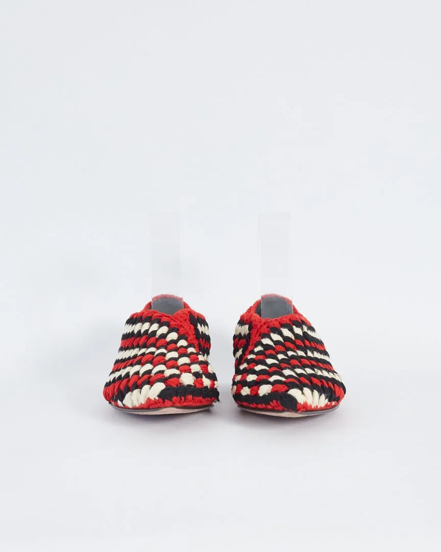 Proenza Schouler macrame 'pointed toe' flats, red, black & white, 38