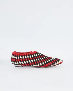 Proenza Schouler macrame 'pointed toe' flats, red, black & white, 38