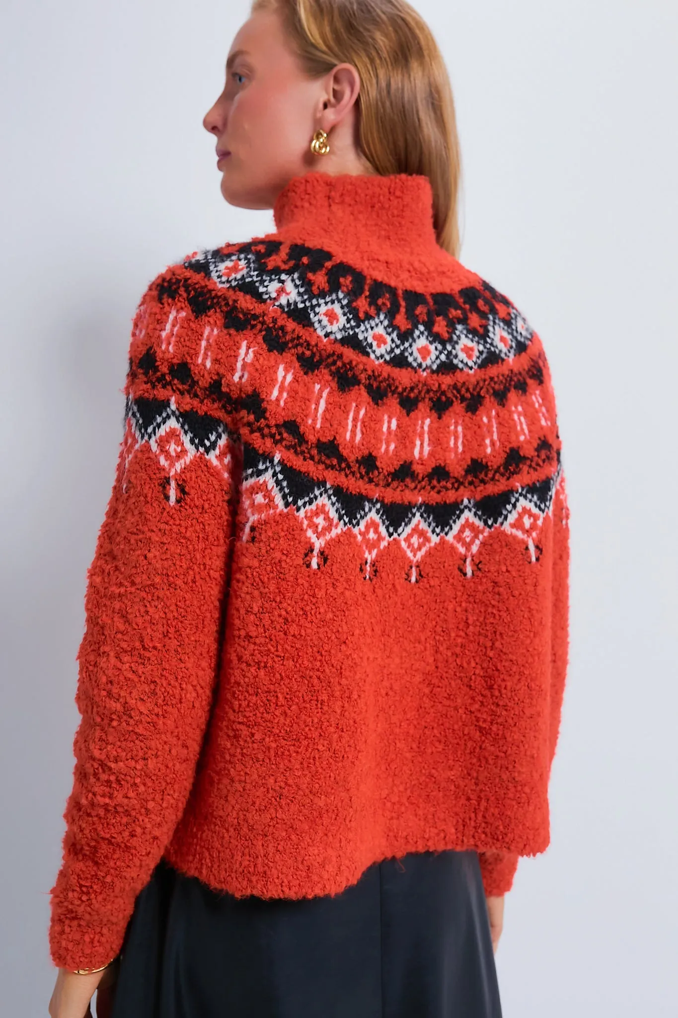 Red Boucle Emmett Fair Isle Turtleneck