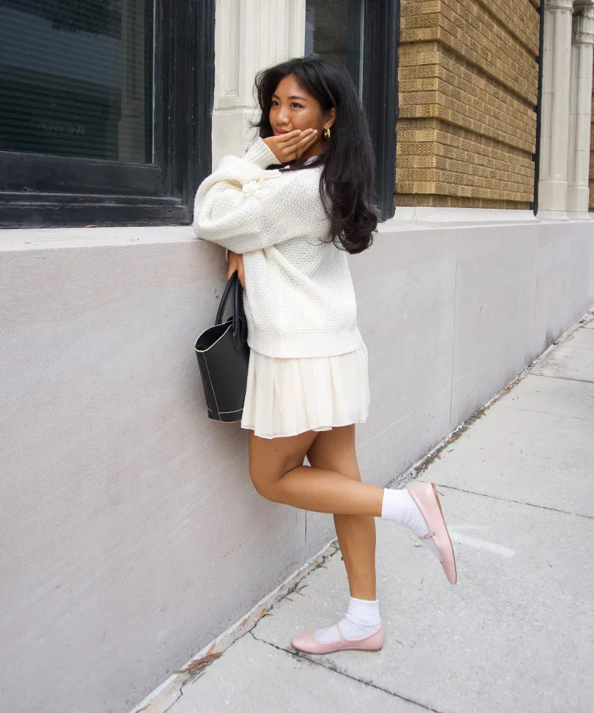 REYES BALLET FLATS PINK CRINKLE PATENT