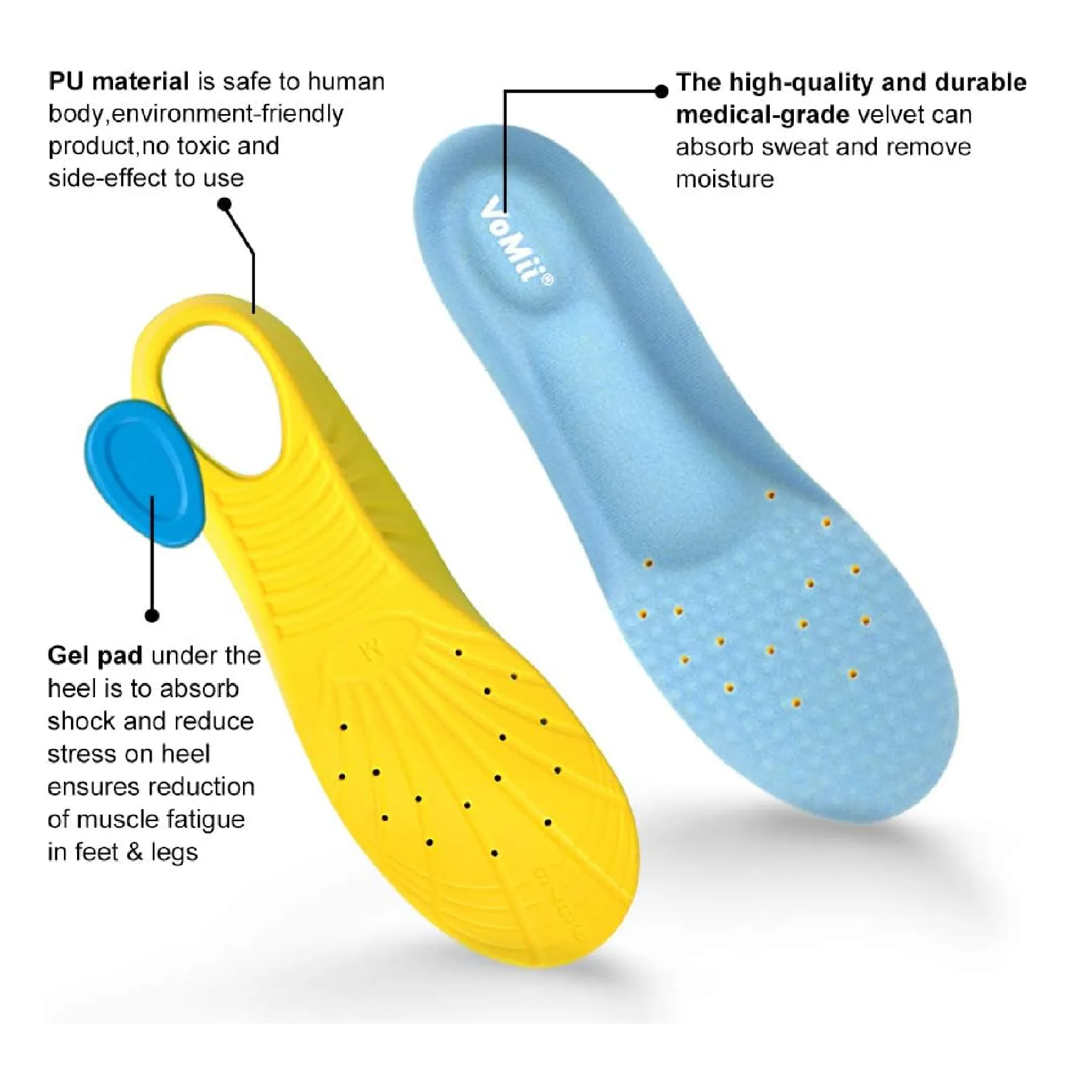 Shoe Insoles for Women Men and Kids, Memory Foam Insoles, Comfortable Sports Shoe Inserts for Shock Absorption