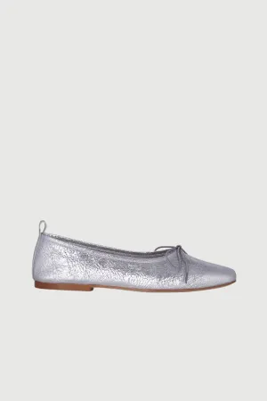 Sienna Ballet Flats in Silver Leather